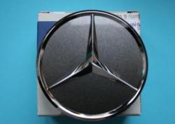Заглушка диска Mercedes - серая глянцевая с объемной звездой.