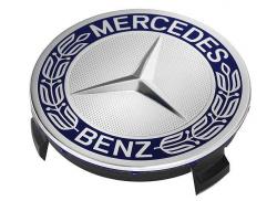 Заглушка диска Mercedes - Звезда с лавровым венком синяя (3D эфекет).