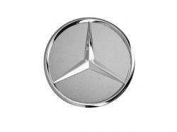 Колпачок ступицы колеса Mercedes - хромированный логотип, серебристый титан.