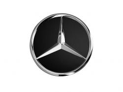 Колпачок ступицы колеса Mercedes - черный с хромированным логотипом.