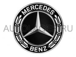 Заглушка диска Mercedes - Звезда с лавровым венком черная (3D эффекет)